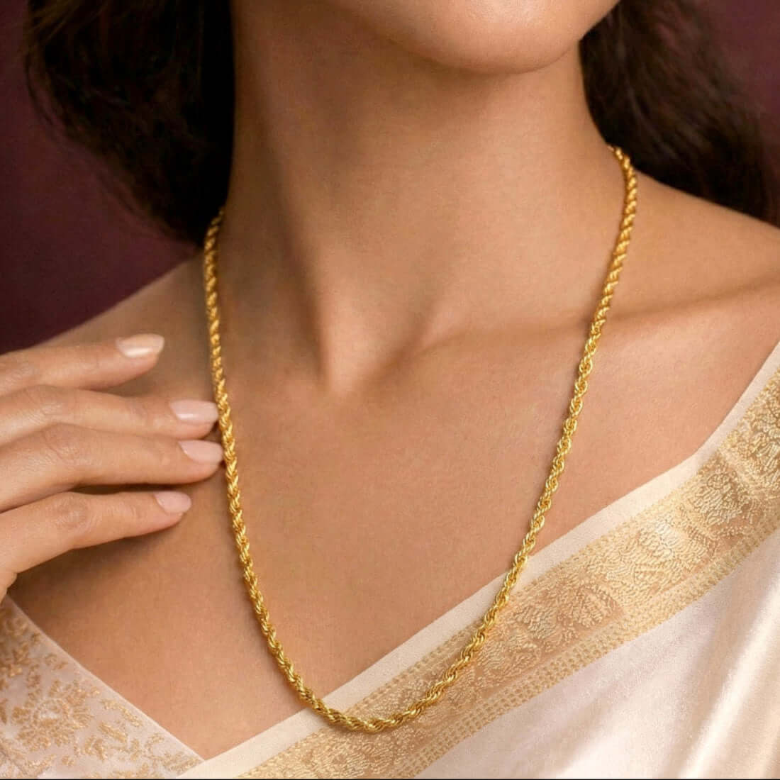 Gold-Plated-Rope-Chain-Necklace