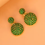 എലഗന്റ് ഗോൾഡ് പ്ലേറ്റഡ് ഡിസ്ക് സ്റ്റോൺ ഡ്രോപ്പ് കമ്മലുകൾ 