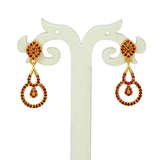 Stylish Gold-Plated Ruby Stone Drop Earrings