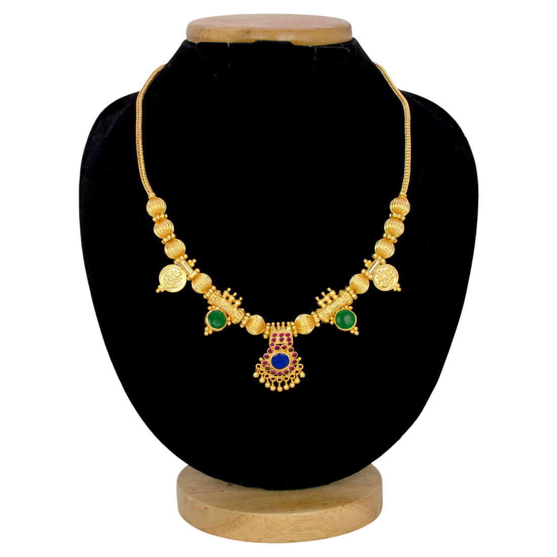 Gold-Plated-Ruby-Palakka-Beaded-Kasu-Necklace-Dmo