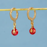 Stylish Gold Plated Red Crystal Hoop Earrings