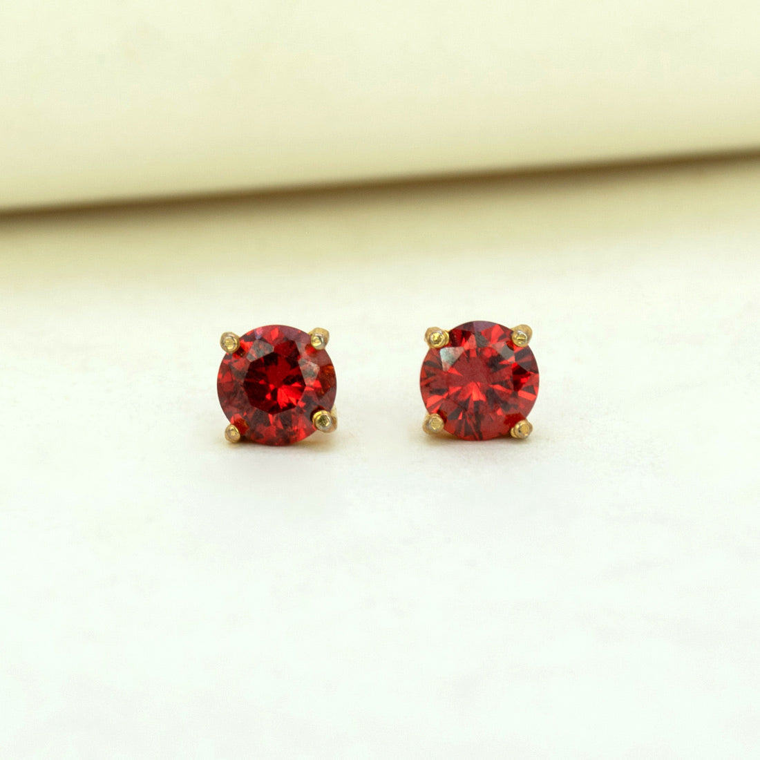Gold-Plated-Ruby-Stone-Stud-Earrings