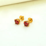 Gold-Plated-Ruby-Stone-Stud-Earrings