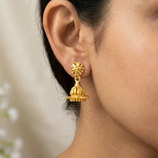 Gold Plated Simple Small Kids Jhumka Earrings