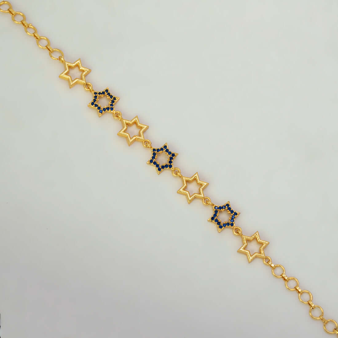 Gold Plated Star Design Blue Sapphire Stone Bracelet