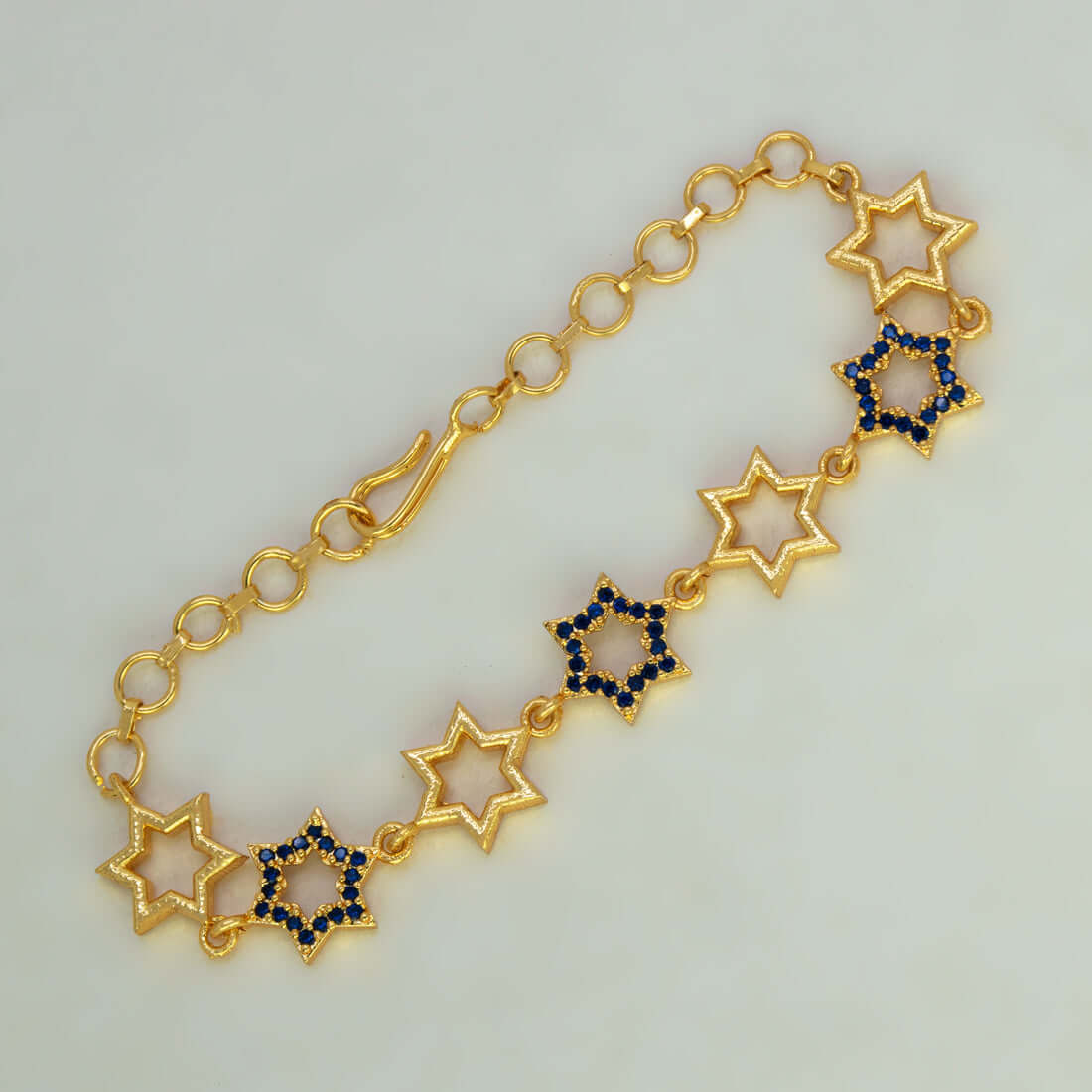 Gold Plated Star Design Blue Sapphire Stone Bracelet