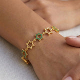 Gold Plated Star Design Emerald Stone Bracelet