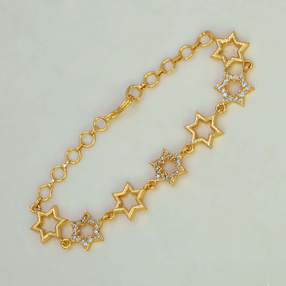 Gold Plated Star Design CZ Stone Bracelet