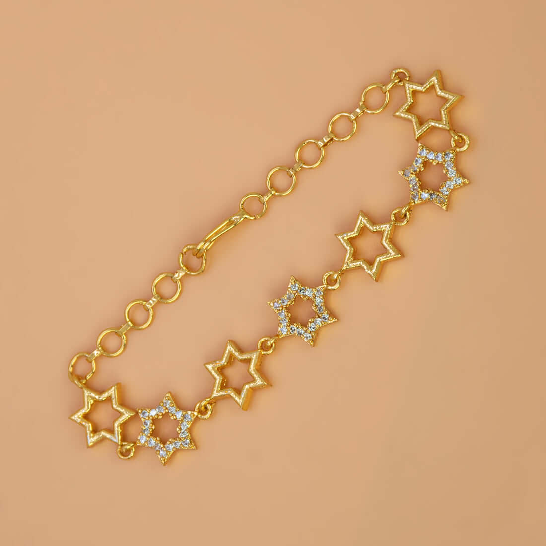 Gold Plated Star Design CZ Stone Bracelet