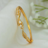 Gold-Plated Kids Stone Open Bangle Bracelet with ruby and emerald stones and elegant design.