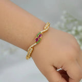 Gold-Plated Kids Stone Open Bangle Bracelet