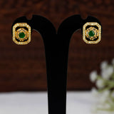 Shimmering Gold-Plated Rectangular CZ Stone Studs