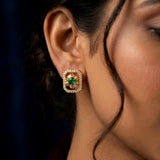 Shimmering Gold-Plated Rectangular CZ Stone Studs