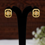 Shimmering Gold-Plated Rectangular CZ Stone Studs