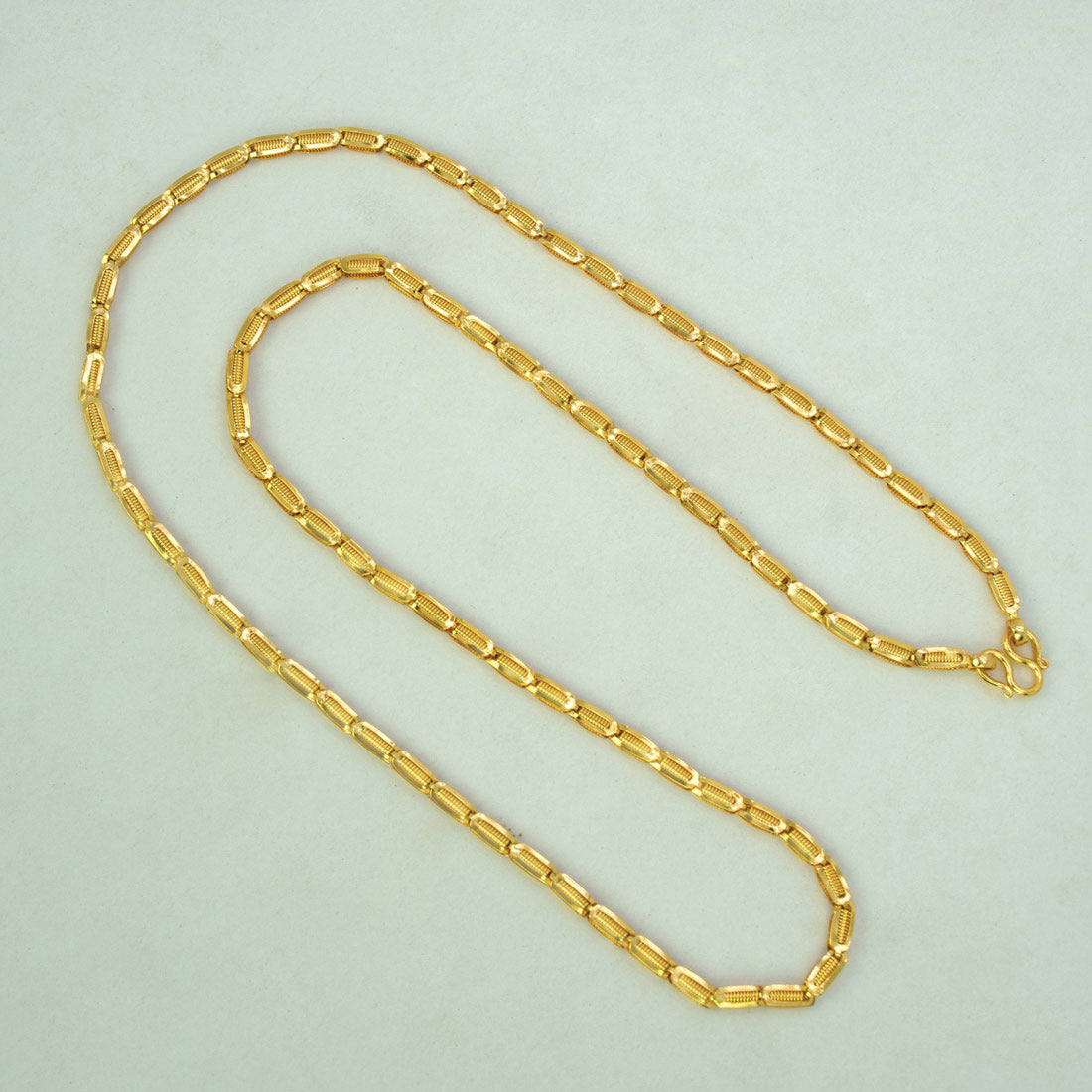 Gold-Plated-Textured-Link-Chain-Necklace
