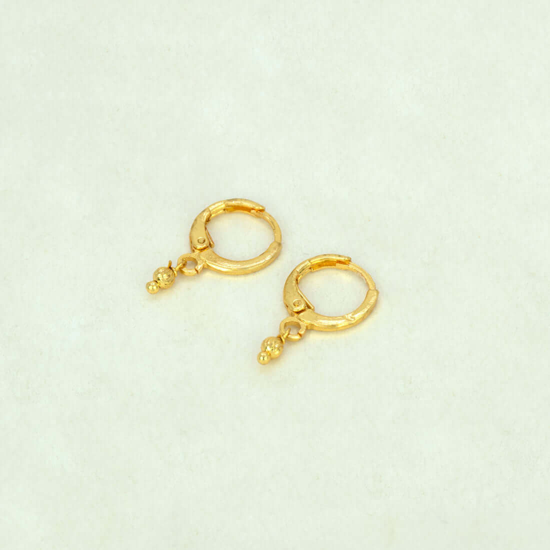 Gold-Plated-Tiny-Bead-Drop-Huggie-Hoop-Earrings