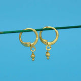 Gold-Plated-Tiny-Bead-Drop-Huggie-Hoop-Earrings