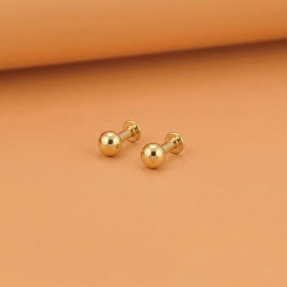 Gold Plated Tiny Button Stud Earrings Small
