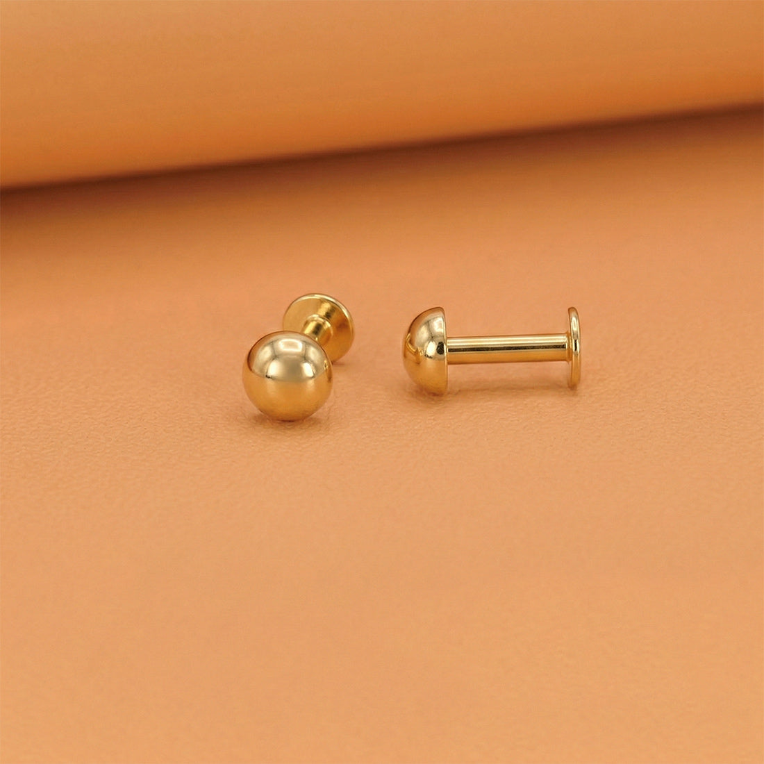 Gold Plated Tiny Button Stud Earrings Med