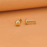 Gold Plated Tiny Button Stud Earrings Med