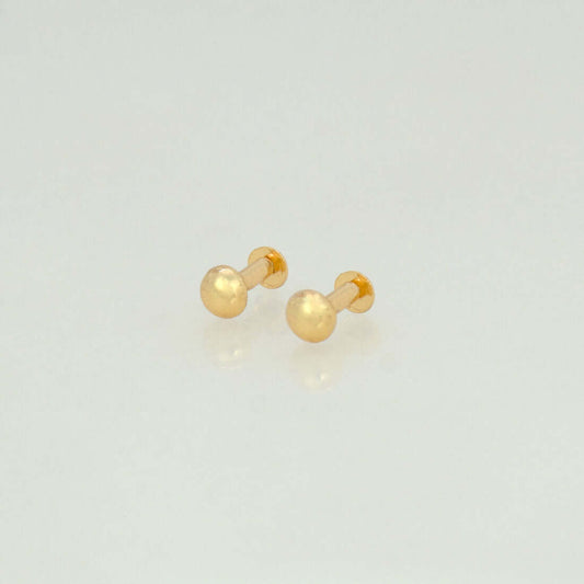 Gold Plated Tiny Button Stud Earrings Small
