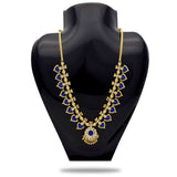 Gold-Plated-Traditional-Indian-Blue-Palakka-Necklace-8 Stones