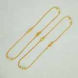 Gold-Plated Two Tone Kilukkam Bead Chain Anklet