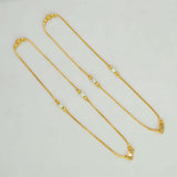 Gold-Plated Two Tone Kilukkam Bead Chain Anklet