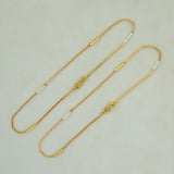 Gold-Plated Two-Tone Pipe Design Kilukkam Chain Anklet
