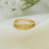 Elegant Gold Plated Double Line CZ Stone Finger Ring
