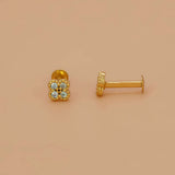 Gold-Plated Four-Petal CZ Flower Nose /Second Stud