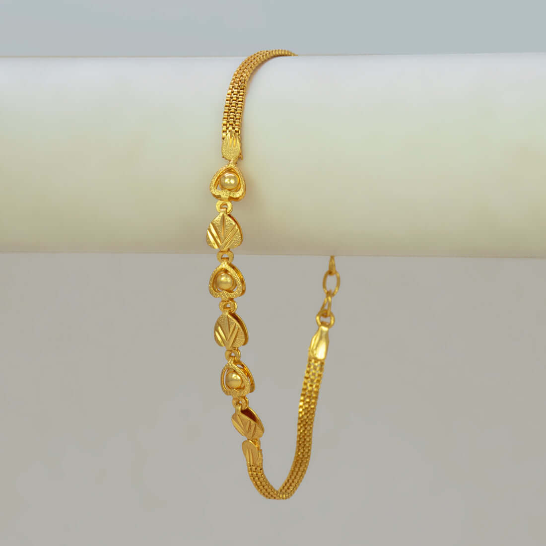 Gold Plated Triple Ball Heart Kilukkam Bracelet