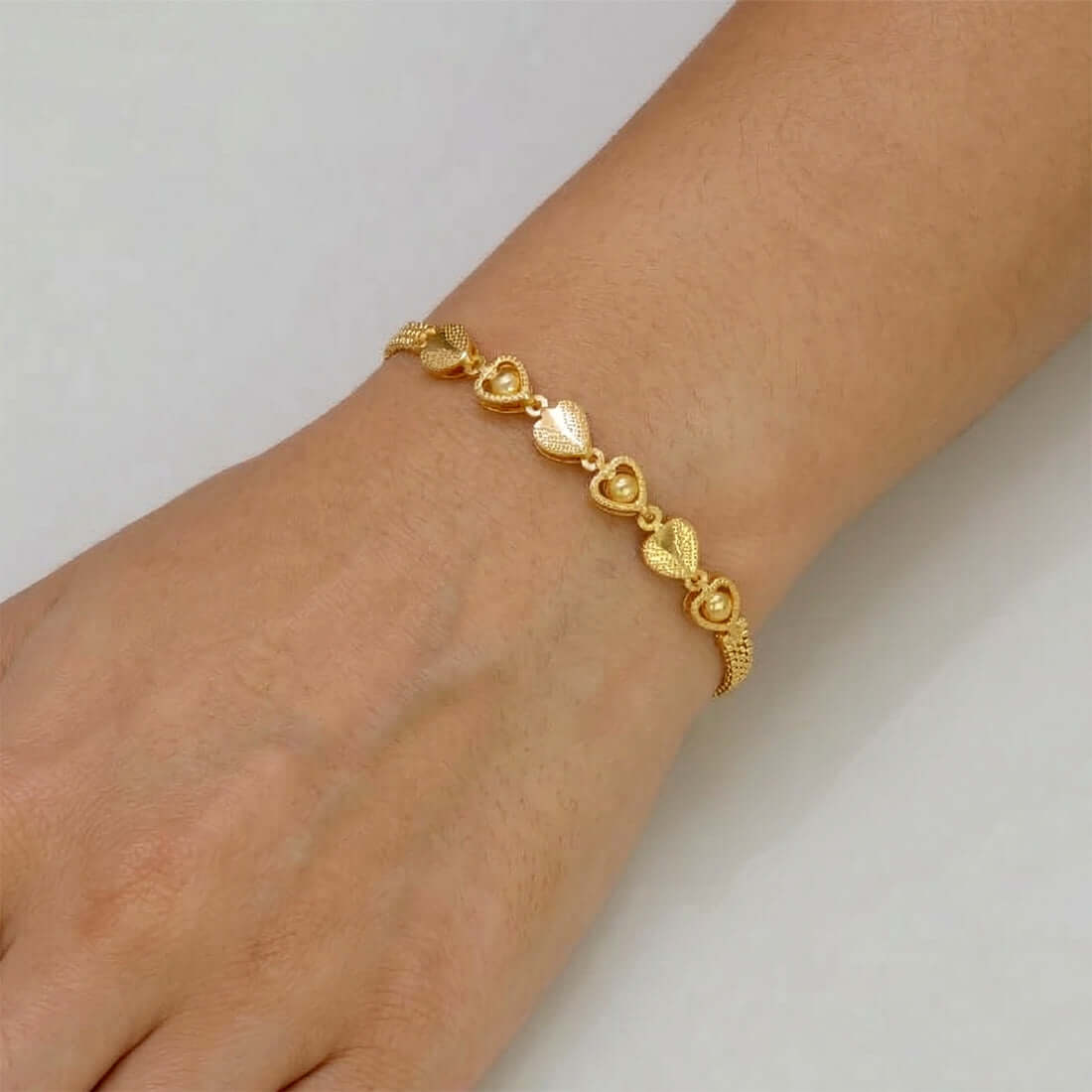 Gold Plated Triple Ball Heart Kilukkam Bracelet
