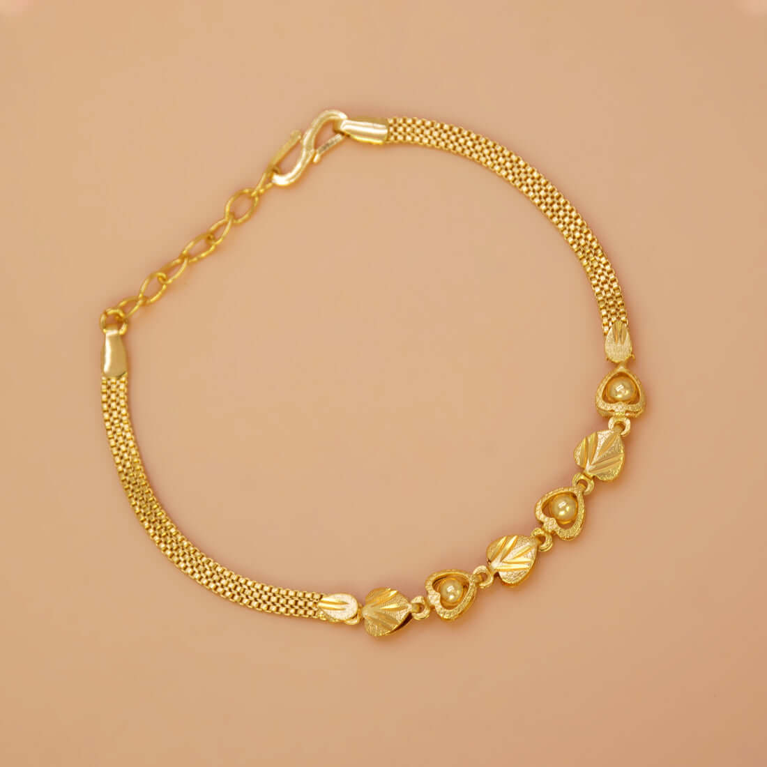 Gold Plated Triple Ball Heart Kilukkam Bracelet