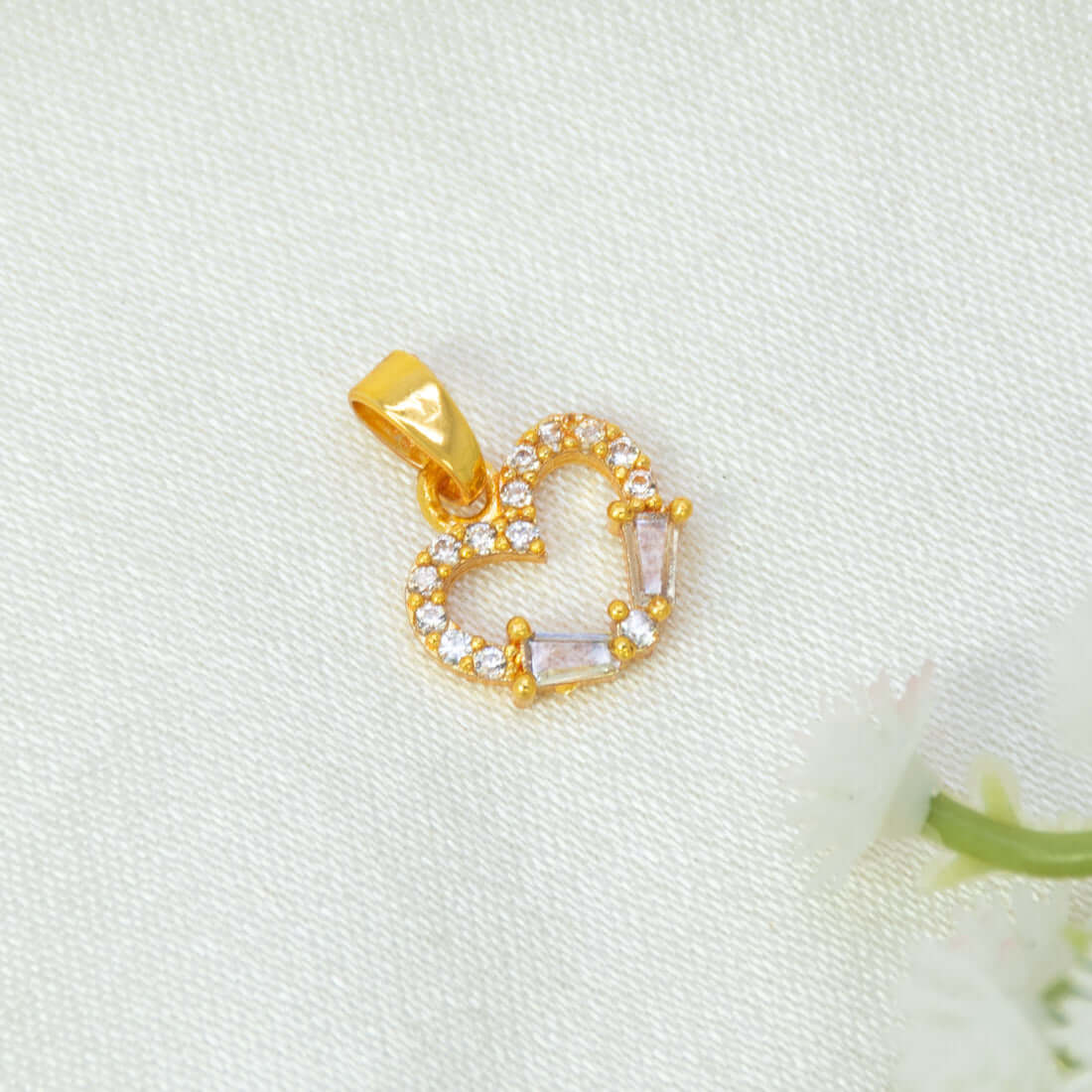 Gold-Plated CZ Heart Pendant Charm