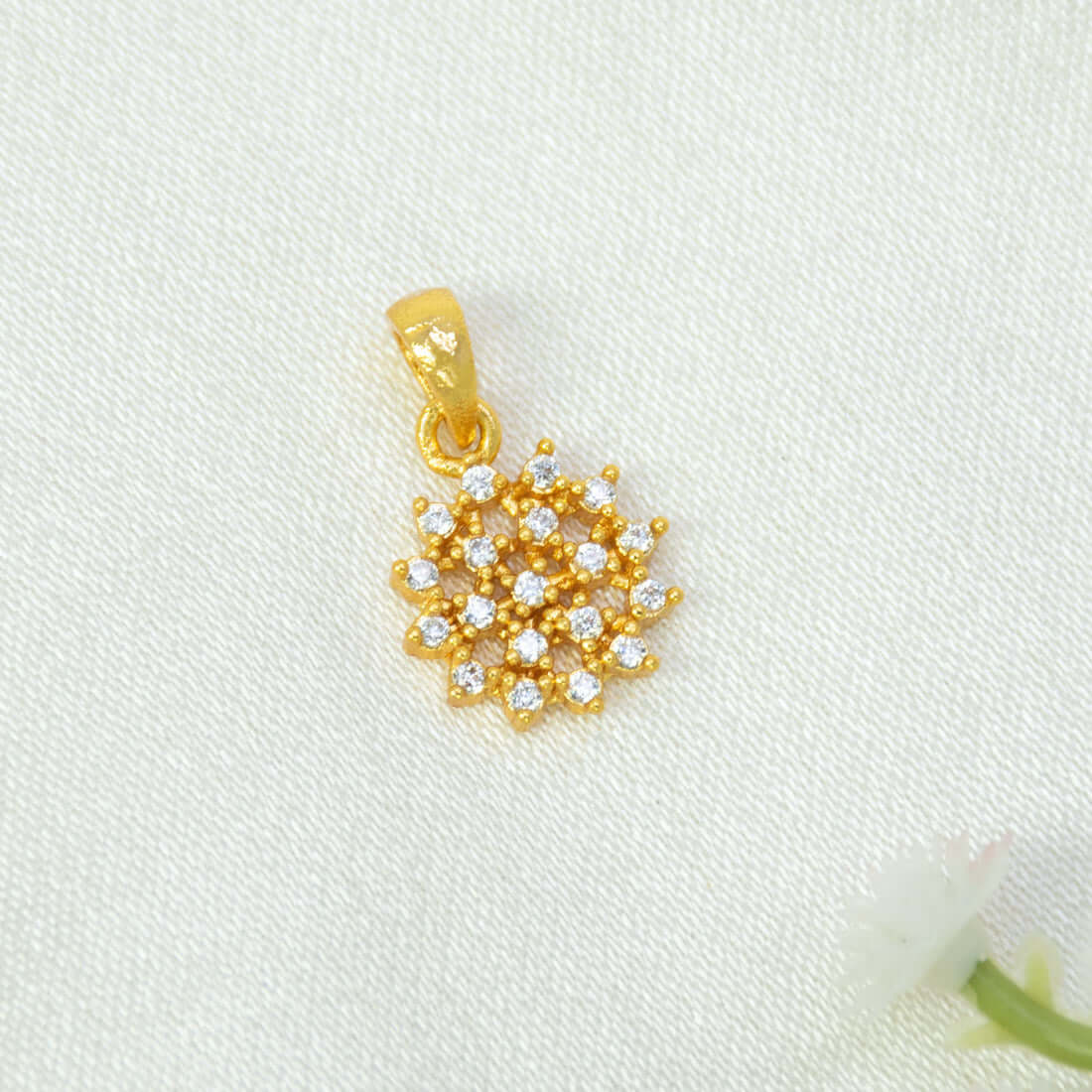 Gold-Plated Floral CZ Stone Pendant