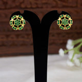 Gold-Plated Floral Stone Stud Earrings
