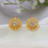 Gold-Plated LCT Stone Floral Stud Earrings