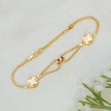 Gold-Plated Ruby CZ Ring Charm Bracelet for Women