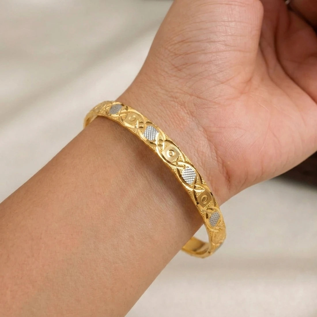 Gold-Plated Stylish Dual-Tone Bangle