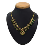 Gold Plated Ethnic Palakka Necklace - 6 Stones- Green