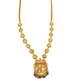 Gold plated green floral classic cz pendant long chain