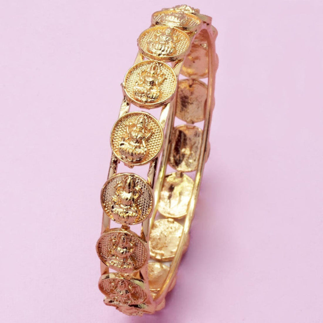 Gold Plated Matte Lakshmi Bangles