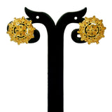 Stylish Big Floral Design Gold Plated Ear Studs