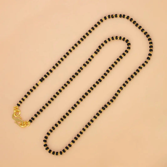 Gold Plated Black Beads Karimani Mala Chain