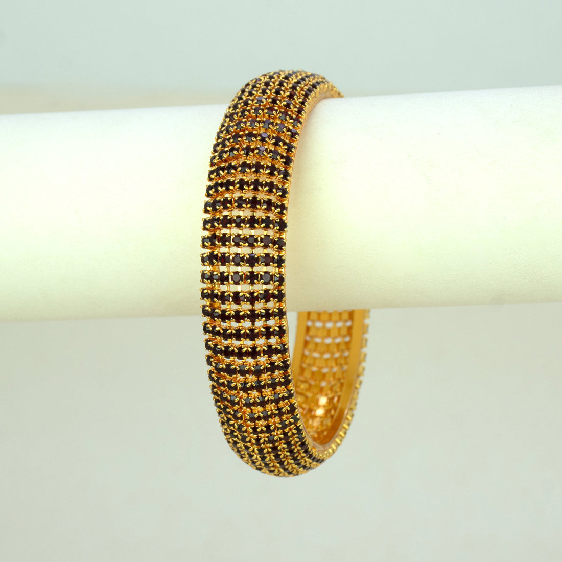 GoldPlatedMaroonStoneStuddedDesignerBangle