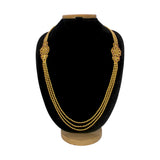 Gold Plated Three Strand Floral Double Side Mugappu Necklace