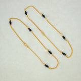 Gold Plated Black Crystal Beaded Anklet