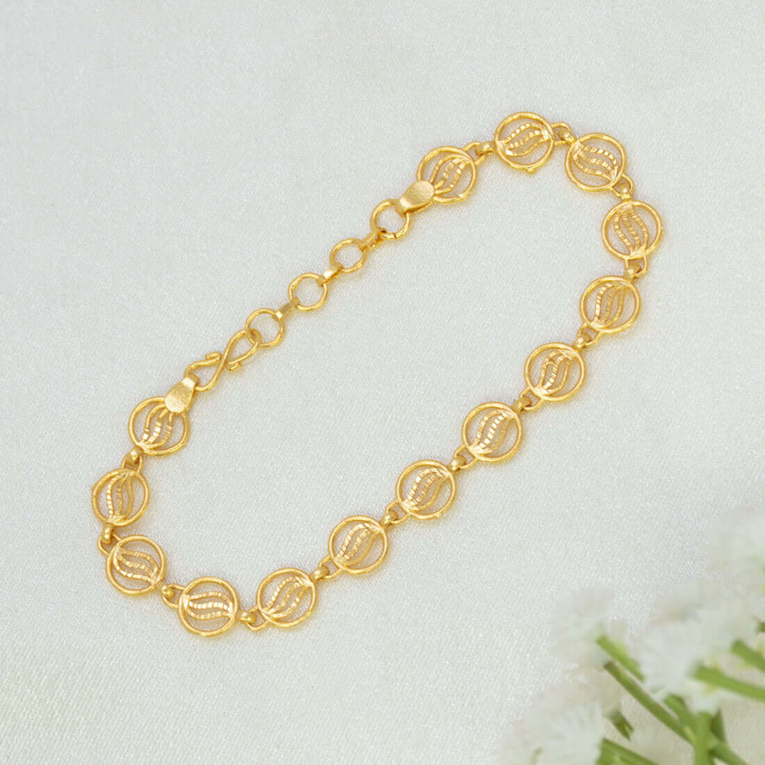 Gold Plated Circular Leaves Bracelet