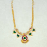 Gold Plated Double Palakka Necklace Dark Green
